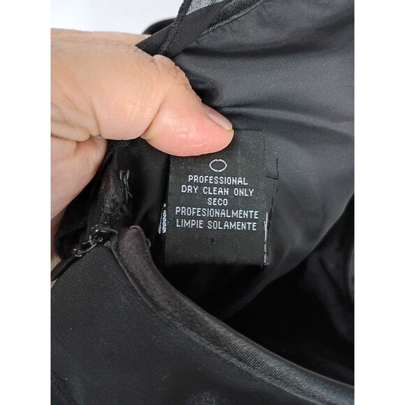 Night Way Collections Black Satin Formal Gown Sz 16 Prom Sleeveless Empire Waist - Picture 11 of 11